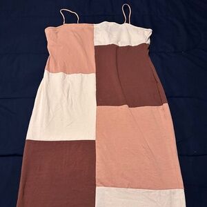 Multicolor Tan Midi Dress